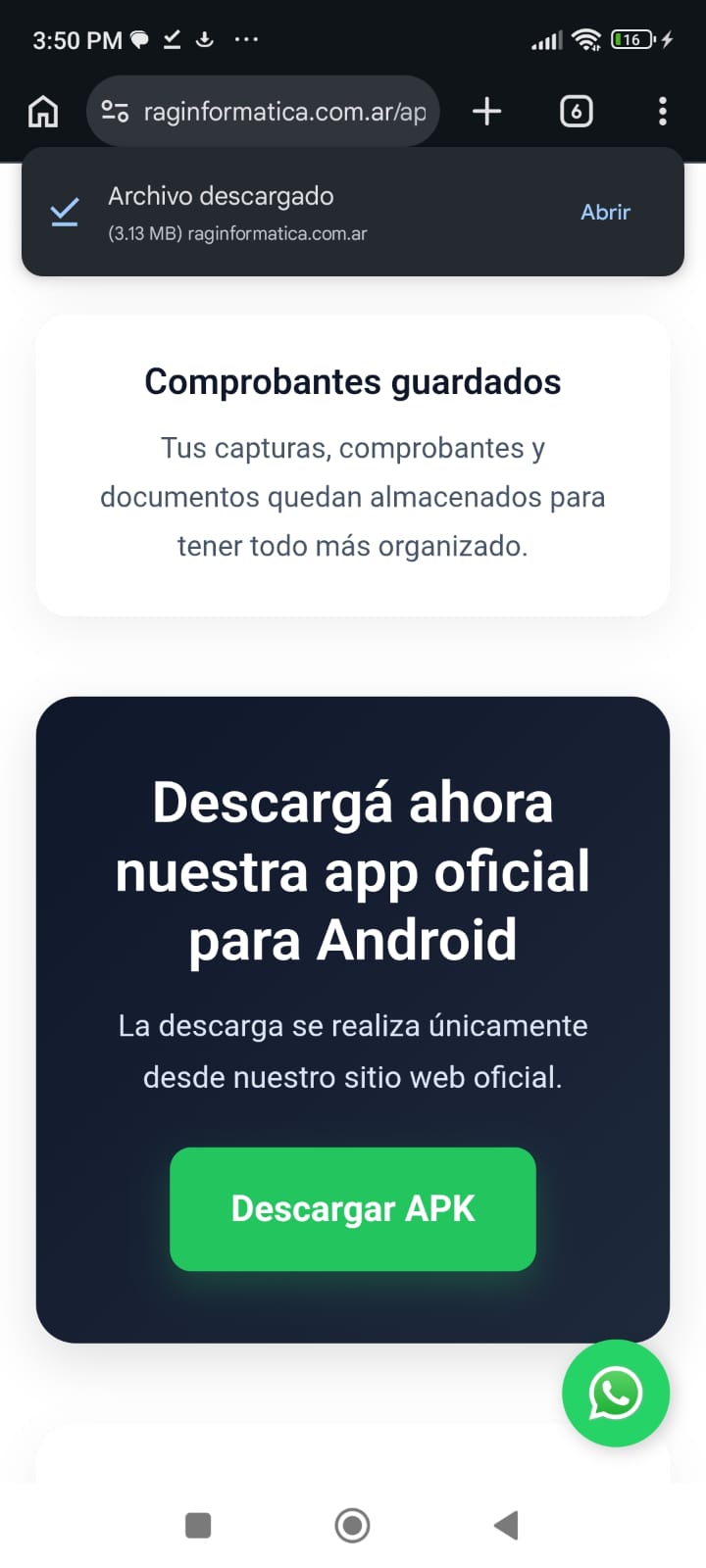 Archivo APK descargado