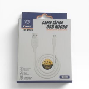 Cable Micro USB TIME CAB-42006 – Carga Rápida 3.1A y Datos