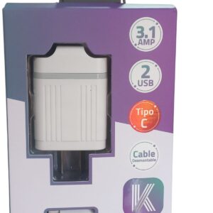 Cargador de Pared Karsen 3.1A – Doble Puerto USB + Cable Tipo C