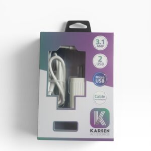 Cargador de Pared Karsen 3.1A Doble USB + Cable Micro USB