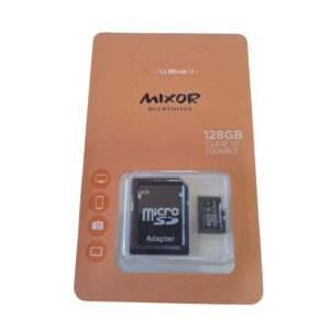 Tarjeta MicroSD Mixor 128GB Clase 10 100MB/s con Adaptador SD